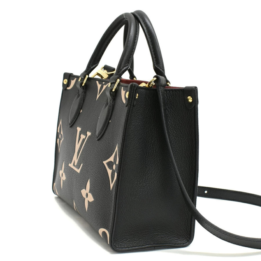 Louis Vuitton Tote Bag Black Leather Empreinte Monogram OnTheGo